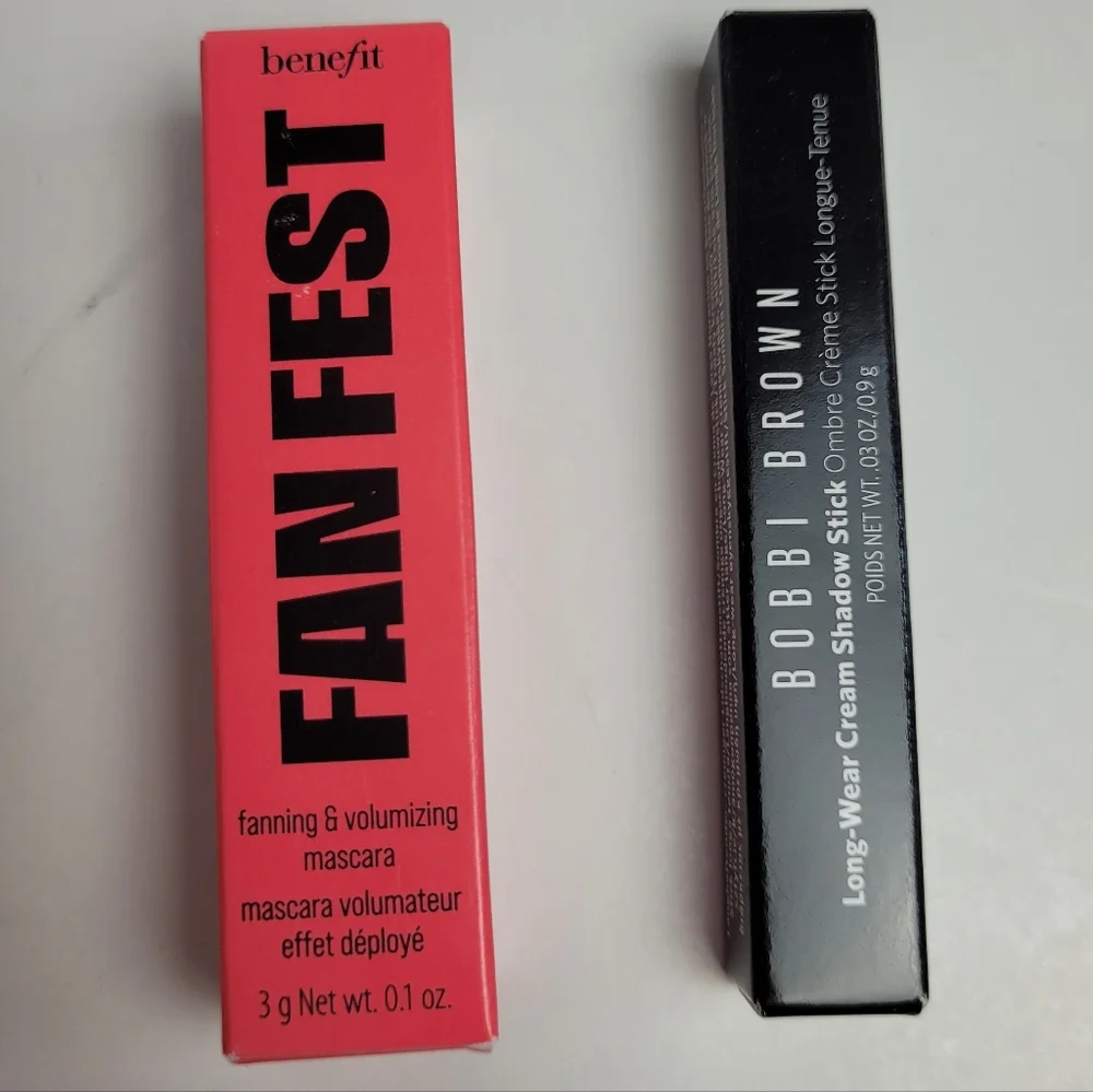 BENEFIT FANFEST TRAVEL SIZE MASCARA AND BOBBI BROWN TAUPE CREAM SHADOW STICK NEW